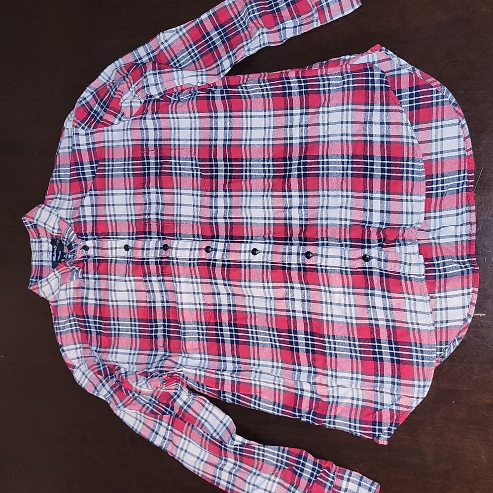 Classic Plaid Lumberjack Oversized Button down Top Size XS